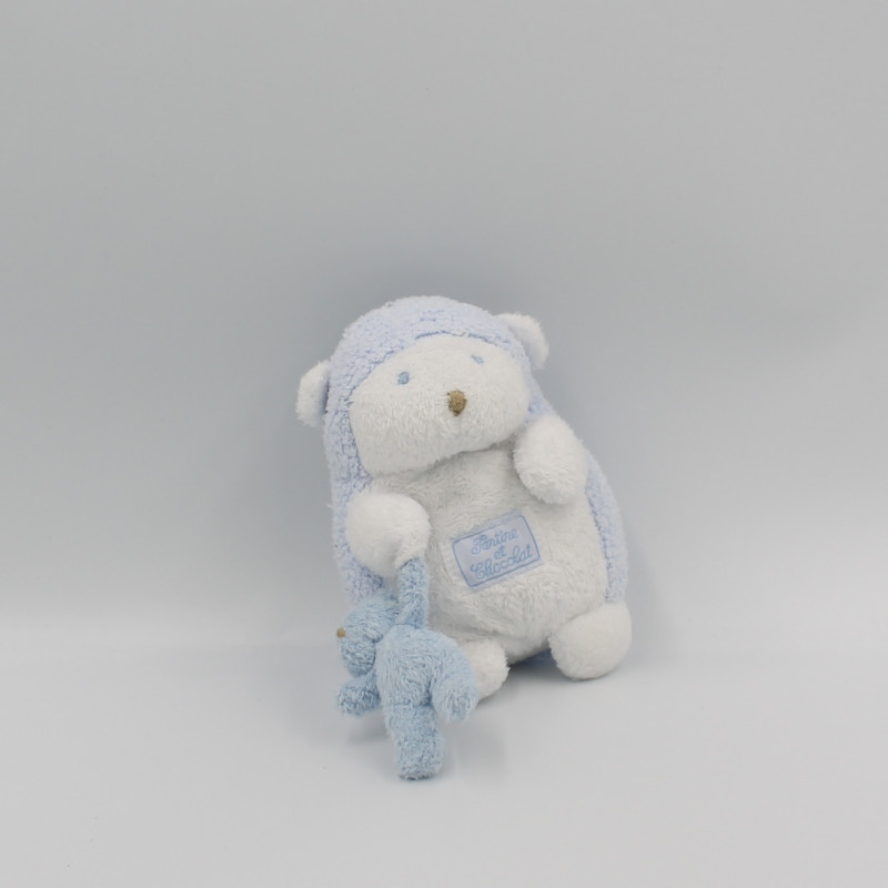 Doudou hérisson bleu avec ours bleu TARTINE ET CHOCOLAT