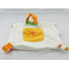 Doudou plat lutin fleur blanc orange vert WELEDA