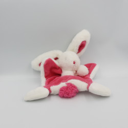 Doudou et Compagnie plat marionnette lapin rose blanc Pompon