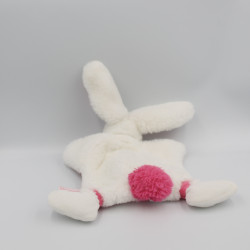 Doudou et Compagnie plat marionnette lapin rose blanc Pompon