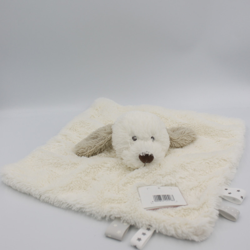 Doudou plat chien blanc beige My Baby MEHKA