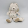 Doudou musical lapin beige blanc étoiles Sucre d'Orge