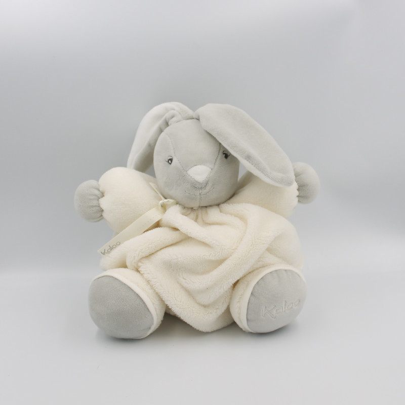 Doudou lapin plume gris blanc KALOO 25 cm