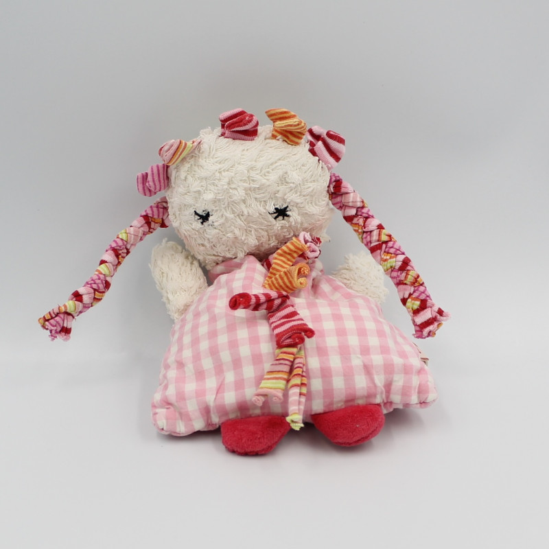 Doudou semi plat micro ondable bouillotte poupée rose rouge blanc KATHE KRUSE