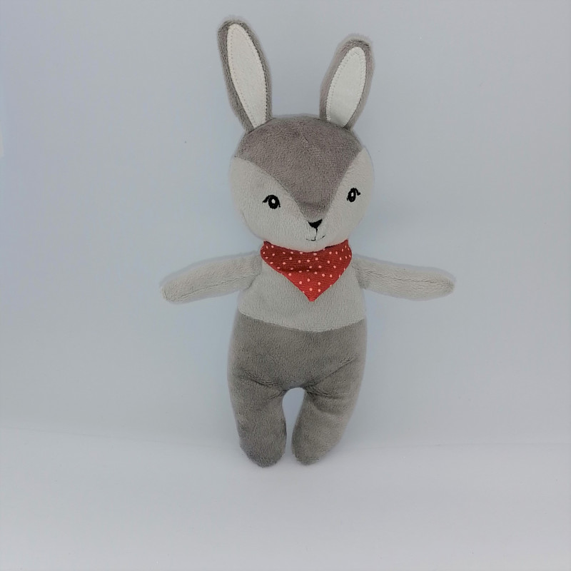 Doudou lapin gris foulard rouge IKEA