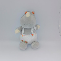 Doudou rhinocéros gris blanc orange cubes SIMBA TOYS NICOTOY