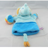 Doudou semi plat éléphant bleu orange POMMETTE