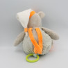 Doudou musical ours gris orange rayé bleu Oscar BABY NAT