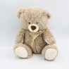 Doudou peluche ours marron noeud ruban MAX ET SAX