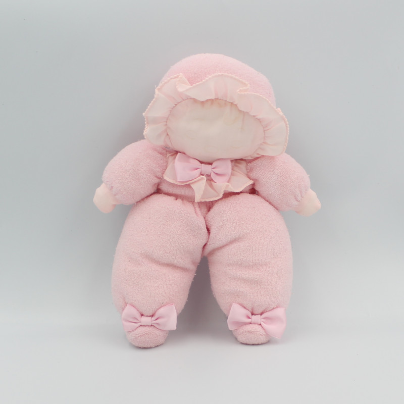 Ancien doudou poupée chiffon rose JEMINI