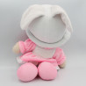 Doudou peluche poupée rose blanche chapeau lapin SANDY