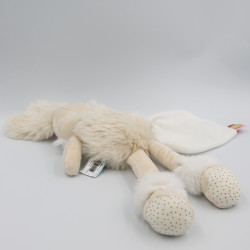 Doudou lapin beige rose blanc mouchoir Papuche BABY NAT