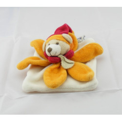 Mini Doudou et compagnie plat attache tétine ours arlequin orange