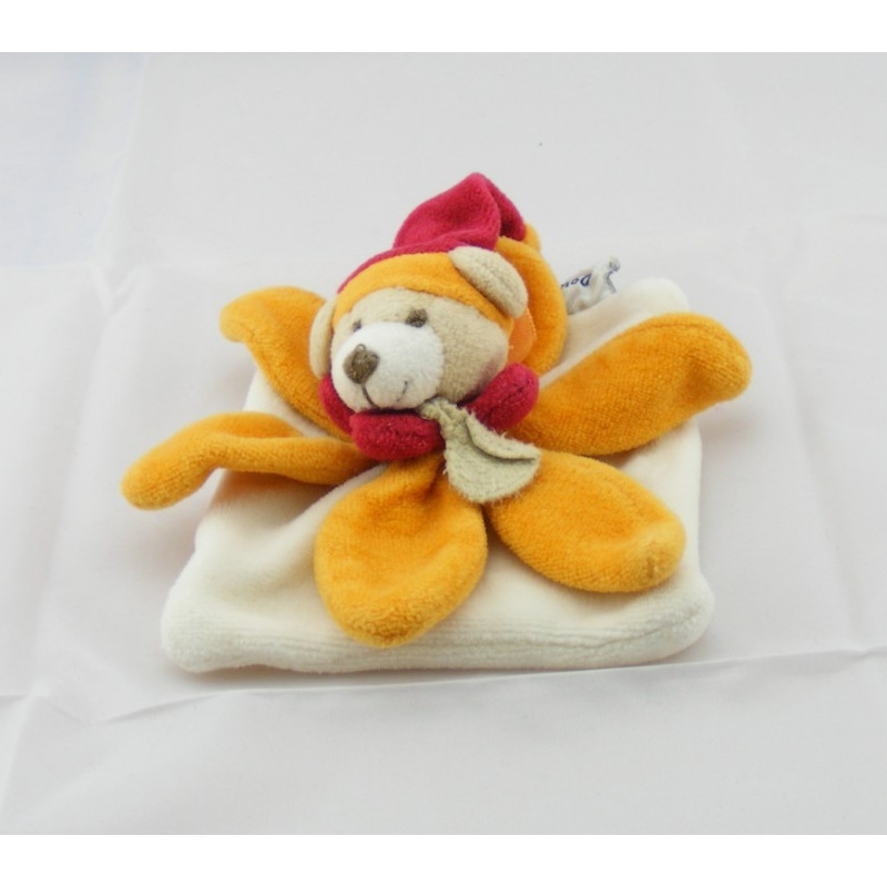 Mini Doudou et compagnie plat attache tétine ours arlequin orange