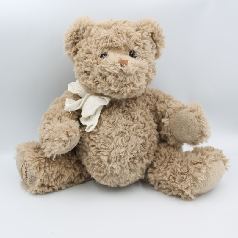 Grande peluche ours beige marron écharpe blanche The Big Boy Anton BUKOWSKI