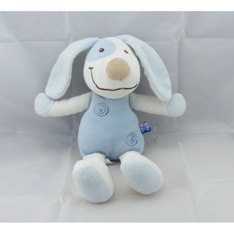 Doudou plat marionnette chien bleu SUCRE D'ORGE