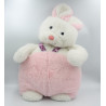 Ancienne peluche range pyjama lapin rose blanc CREATION MICHELE