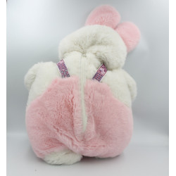 Ancienne peluche range pyjama lapin rose blanc CREATION MICHELE