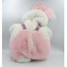 Ancienne peluche range pyjama lapin rose blanc CREATION MICHELE