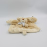 Doudou plat Lapin Beige écru écharpe bleu NICOTOY