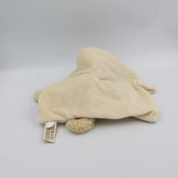 Doudou plat Lapin Beige écru écharpe bleu NICOTOY