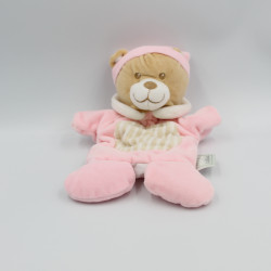 Doudou plat marionnette ours rose MES PETITS CAILLOUX CMP