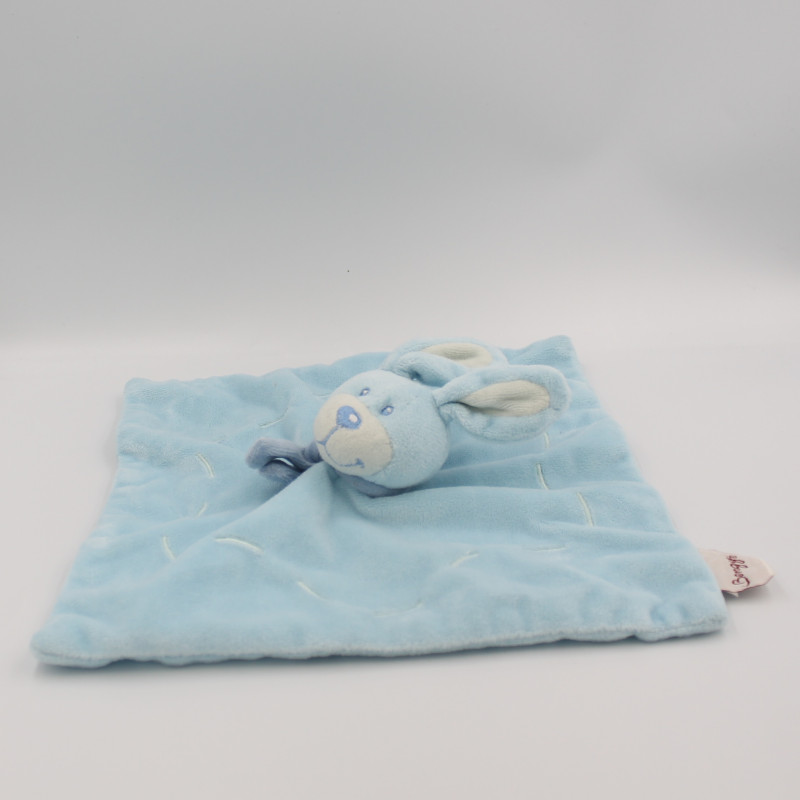 Doudou plat lapin bleu écharpe Bengy