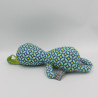 Doudou lapin bleu vert motifs ORCHESTRA