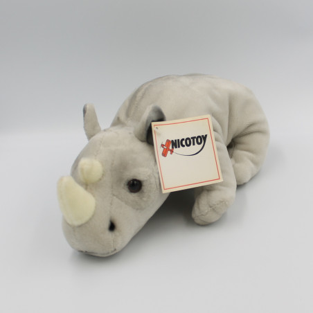 Doudou peluche rhinocéros gris NICOTOY