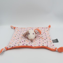 Doudou plat souris rose orange marron pois ORCHESTRA