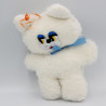Ancienne peluche chat blanc ruban bleu
