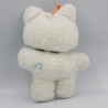 Ancienne peluche chat blanc ruban bleu