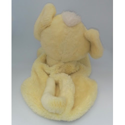 Ancienne peluche range pyjama renard jaune blanc vert fleurs motifs