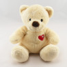 Doudou ours blanc pull coeur rouge NICOTOY