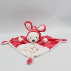 Doudou plat ours lapin rose blanc la plus jolie Simba Toys GEMO