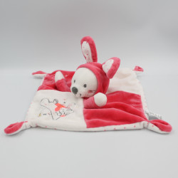 Doudou plat ours lapin rose blanc la plus jolie Simba Toys GEMO