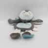 Doudou plat oiseau pingouin gris bleu Louis NOUKIE'S