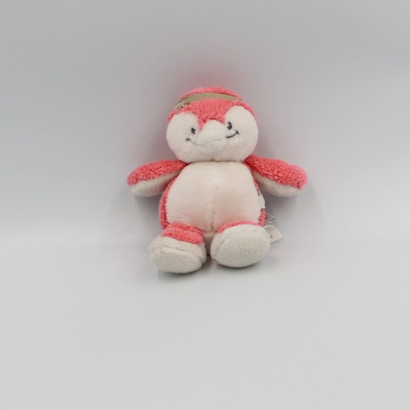 Doudou oiseau pingouin rose blanc beige Daisy et Coco NOUKIE'S