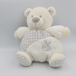 Doudou ours gris blanc abeille GIPSY