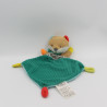 Doudou plat renard beige vert orange rouge MOTS D'ENFANTS