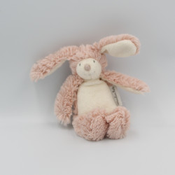 Doudou lapin rose blanc La Bande à Basile MOULIN ROTY 20 cm