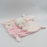 Doudou plat lapin ours rose blanc étoiles MAX ET SAX