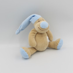 Doudou ours beige Tom bonnet bleu coeur DOUKIDOU