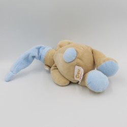 Doudou ours beige Tom bonnet bleu coeur DOUKIDOU