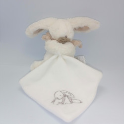 Doudou et Compagnie lapin blanc taupe gris mouchoir Bonbon