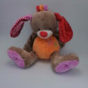 Doudou lapin beige rose orange rouge fleurs DOUKIDOU