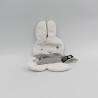 Doudou plat lapin gris blanc MIFFY