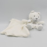 Doudou ours blanc gris rayé coeur tendre mouchoir Cajou SUCRE D'ORGE