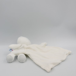 Doudou ours blanc gris rayé coeur tendre mouchoir Cajou SUCRE D'ORGE