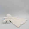 Doudou ours blanc gris rayé coeur tendre mouchoir Cajou SUCRE D'ORGE